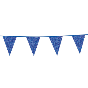 6 meter blauwe glitter vlaggenlijn