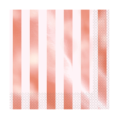 Servetten Rosé goud met wit gestreept - 16 stuks Servetten Rosé goud met wit gestreept - 16 stuks