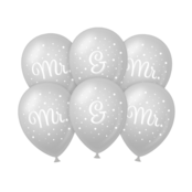 Mr. & Mr. bruiloft ballonnen zilver 30cm 6 stuks
