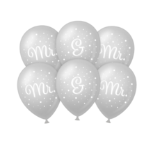 Mr. & Mr. bruiloft ballonnen zilver 30cm 6 stuks