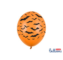 Halloween Ballonnen Vleermuis oranje 30cm 6st