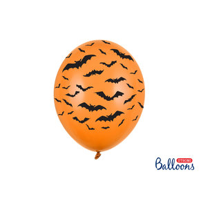 Halloween Ballonnen Vleermuis oranje 30cm 6st