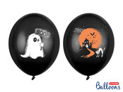Halloween ballonnen spook BOO zwart 30cm 6 stuks
