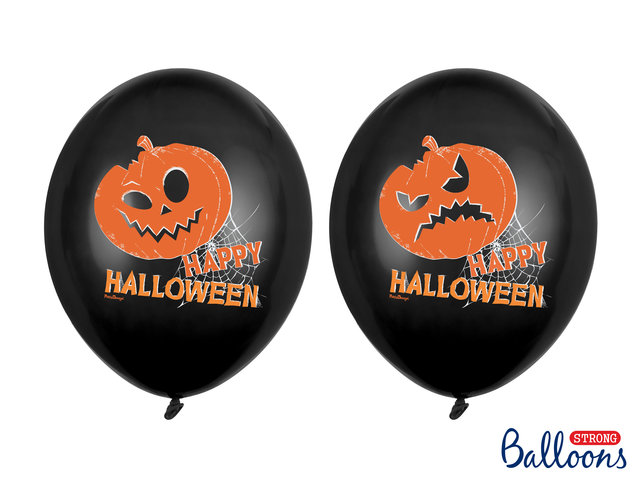 Halloween Ballonnen Pompoen Happy Halloween Zwart 30cm 6st