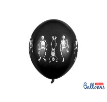 Halloween Ballonnen Dansende skeletten Zwart 30cm 6st