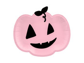 Halloween papieren borden roze pompoen 25x22cm  6 stuks