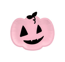 Halloween papieren borden roze pompoen 25x22cm  6 stuks