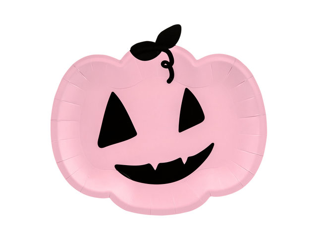 Halloween papieren borden roze pompoen 25x22cm  6 stuks