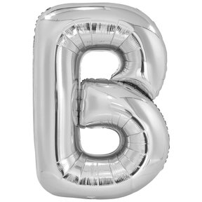 Letterballon B Zilver XL 86cm