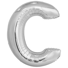 Letterballon C Zilver XL 86cm