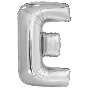 Letterballon E Zilver XL 86cm
