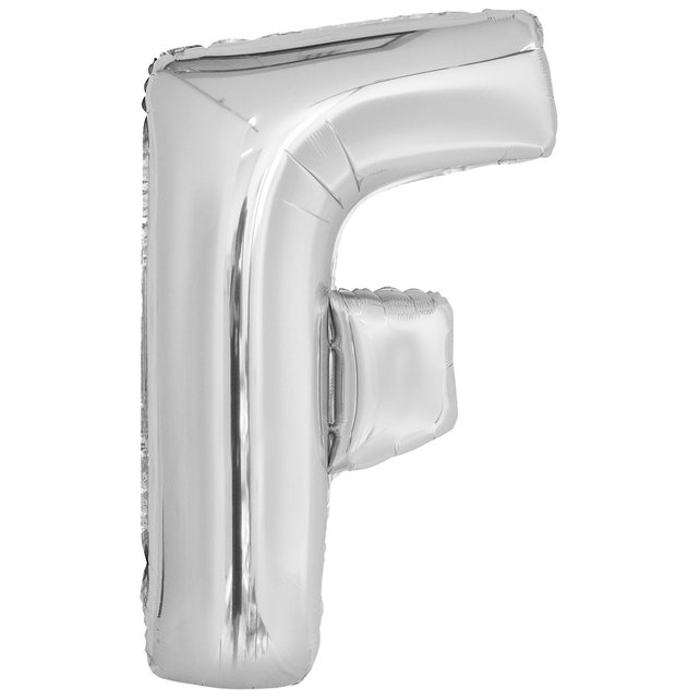 Letterballon F Zilver XL 86cm