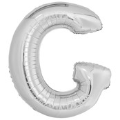 Letterballon G Zilver XL 86cm