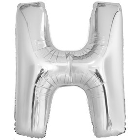 Letterballon H Zilver XL 86cm