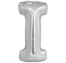Letterballon I Zilver XL 86cm