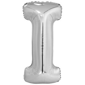 Letterballon I Zilver XL 86cm