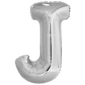 Letterballon J Zilver XL 86cm