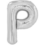 Letterballon P Zilver XL 86cm
