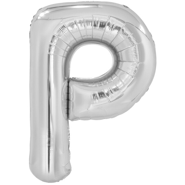 Letterballon P Zilver XL 86cm
