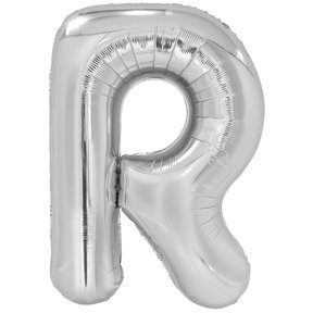 Letterballon R Zilver XL 86cm