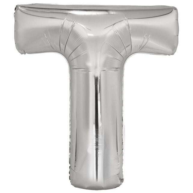 Letterballon T Zilver XL 86cm Letterballon T Zilver XL 86cm