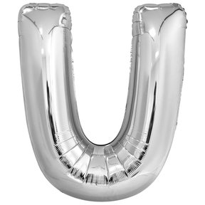 Letterballon U Zilver XL 86cm
