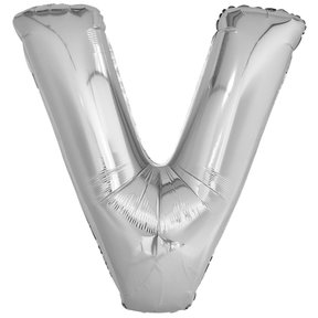 Letterballon V Zilver XL 86cm