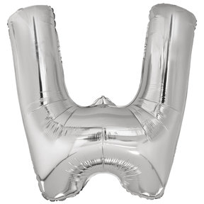 Letterballon W Zilver XL 86cm