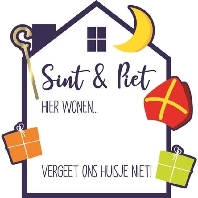 Raambord Sint & Piet, hier wonen... 50cm beschrijfbaar
