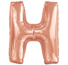 Letterballon H Rose Goud XL 86cm