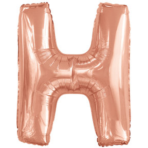 Letterballon H Rose Goud XL 86cm