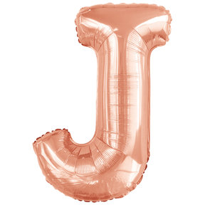 Letterballon J Rose Goud XL 86cm