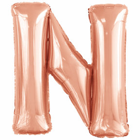 Letterballon N Rose Goud XL 86cm