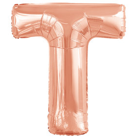 Letterballon T Rose Goud XL 86cm