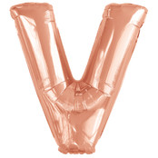 Letterballon V Rose Goud XL 86cm