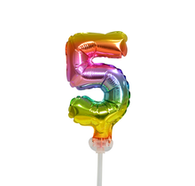 Folieballon taart kaarsje regenboog cijfer 5