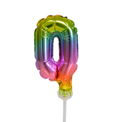 Folieballon taart kaarsje regenboog cijfer 0 Folieballon taart kaarsje regenboog cijfer 0