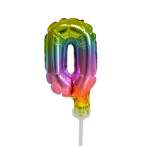 Folieballon taart kaarsje regenboog cijfer 0