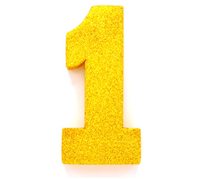 Tafeldecoratie glitter goud cijfer 1