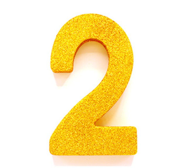 Tafeldecoratie glitter goud cijfer 2