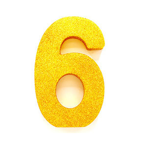 Tafeldecoratie glitter goud cijfer 6