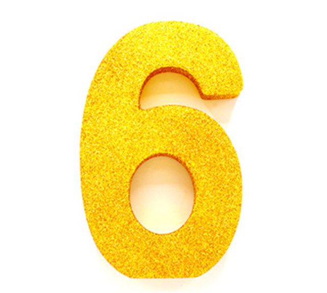 Tafeldecoratie glitter goud cijfer 6