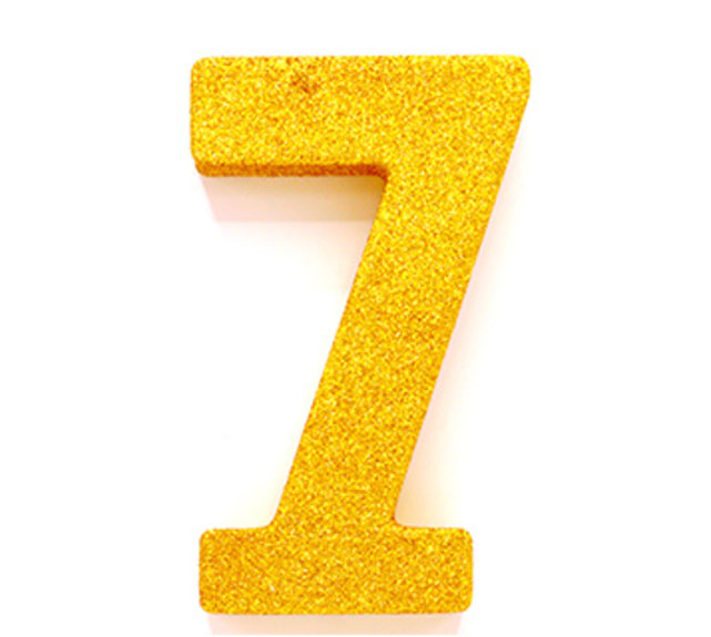 Tafeldecoratie glitter goud cijfer 7