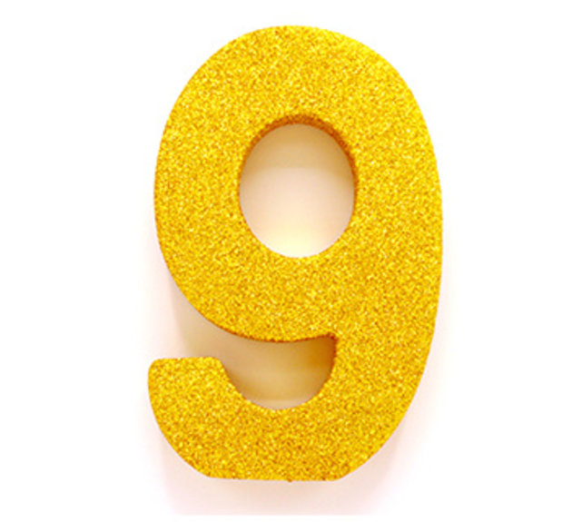Tafeldecoratie glitter goud cijfer 9