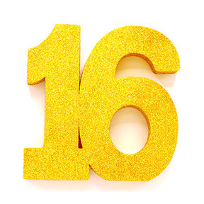 Tafeldecoratie glitter goud cijfer 16