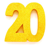 Tafeldecoratie glitter goud cijfer 20