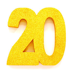 Tafeldecoratie glitter goud cijfer 20