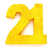 Tafeldecoratie glitter goud cijfer 21 Tafeldecoratie glitter goud cijfer 21