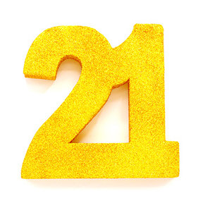 Tafeldecoratie glitter goud cijfer 21