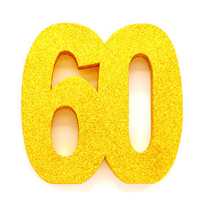 Tafeldecoratie glitter goud cijfer 60